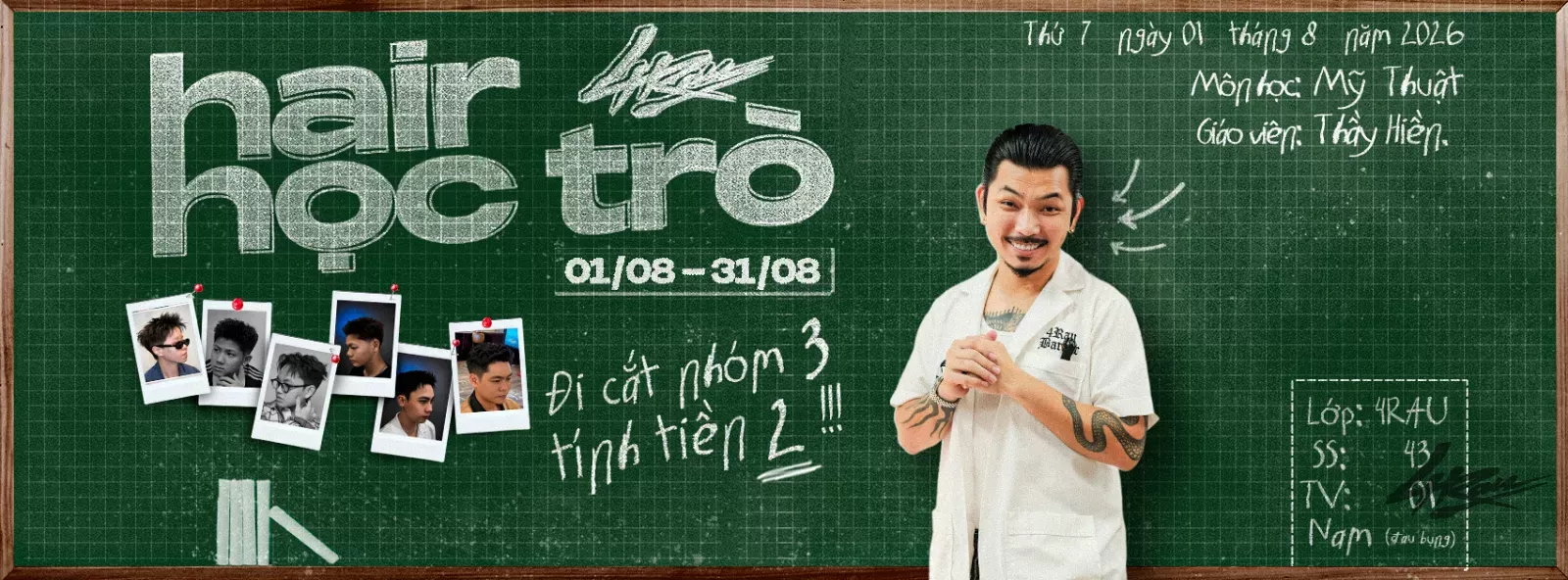 Chuyên mục Hair Học Trò 2026 tại 4RAU Barber CutClub