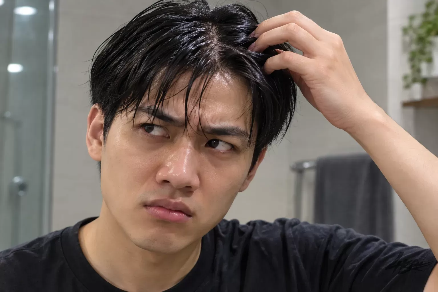 Tóc bết dính do pomade tích tụ lâu ngày