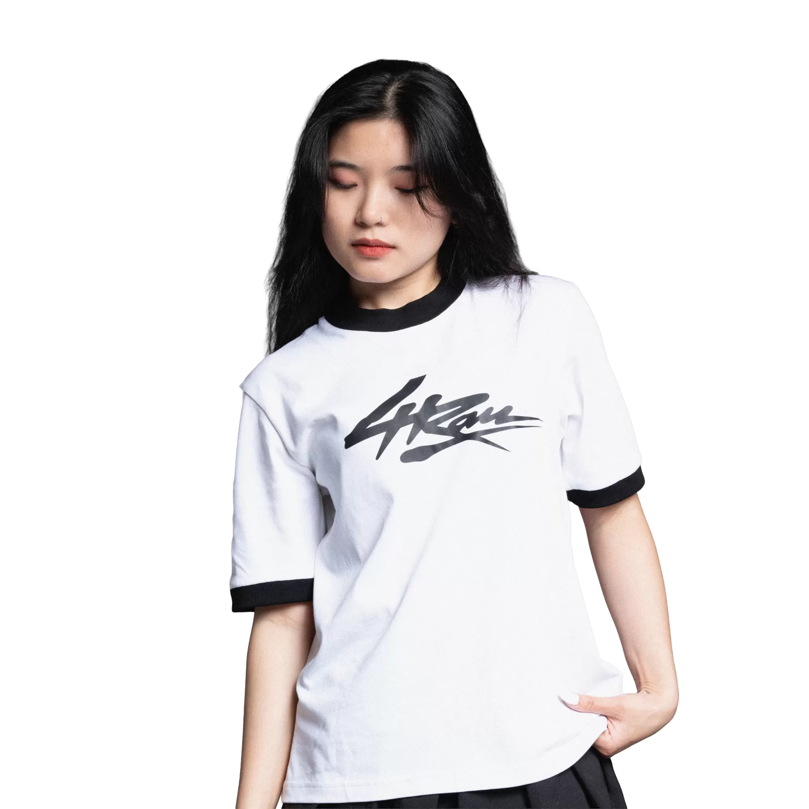 4RAU RINGER TEE - BLACK WHITE - 4